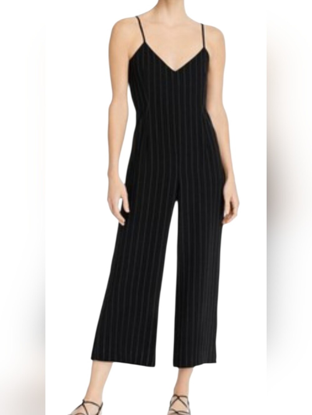 Cupcakes and Cashmere Lana Pinstripe Cropped Leg Jumpsuit Size XS
